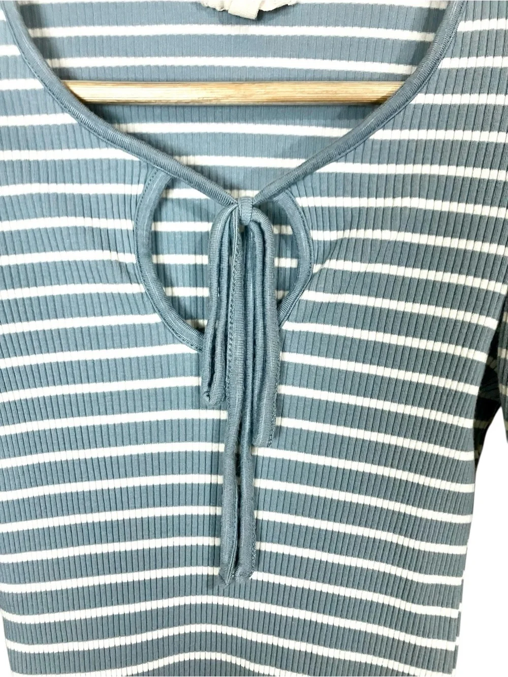 Anthropologie Porridge Puff Sleeve Keyhole Neck Striped Ribbed Knit Top Small